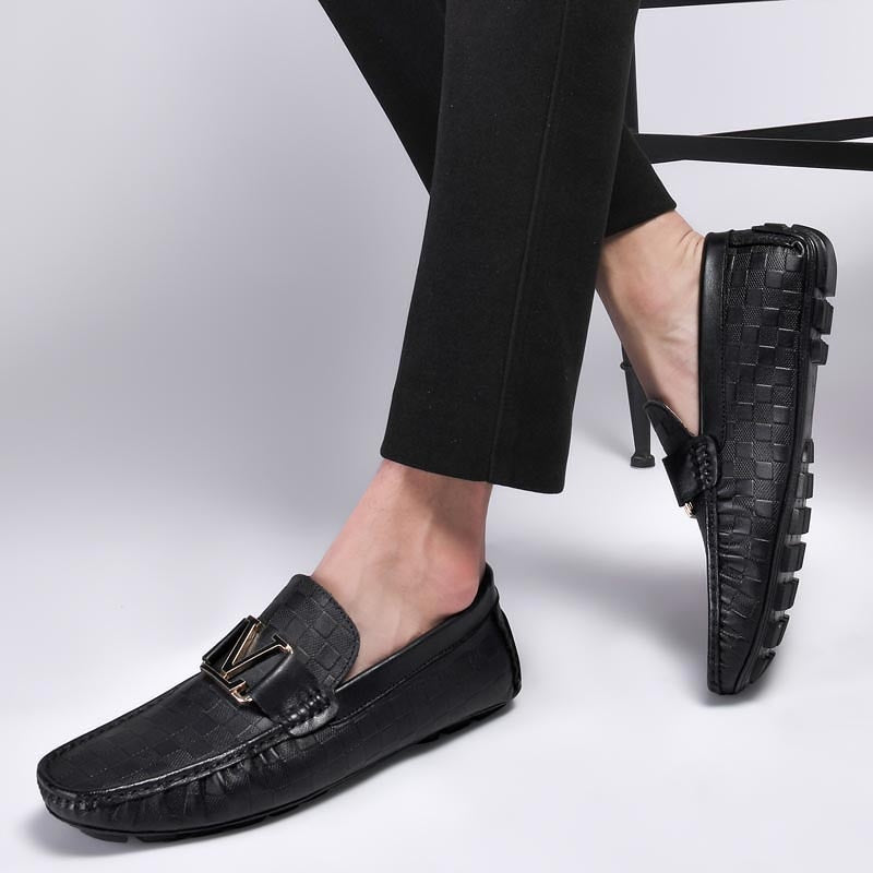 100% Genuine Leather Shoes Crocodile Pattern Mens Loafers Flats Moccasins Strap Slip on