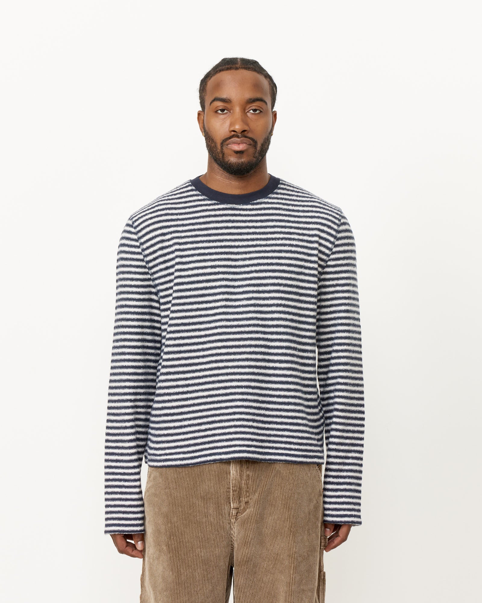 Artist Round Neck Knit in Malaga Stripe Brushed Cotton