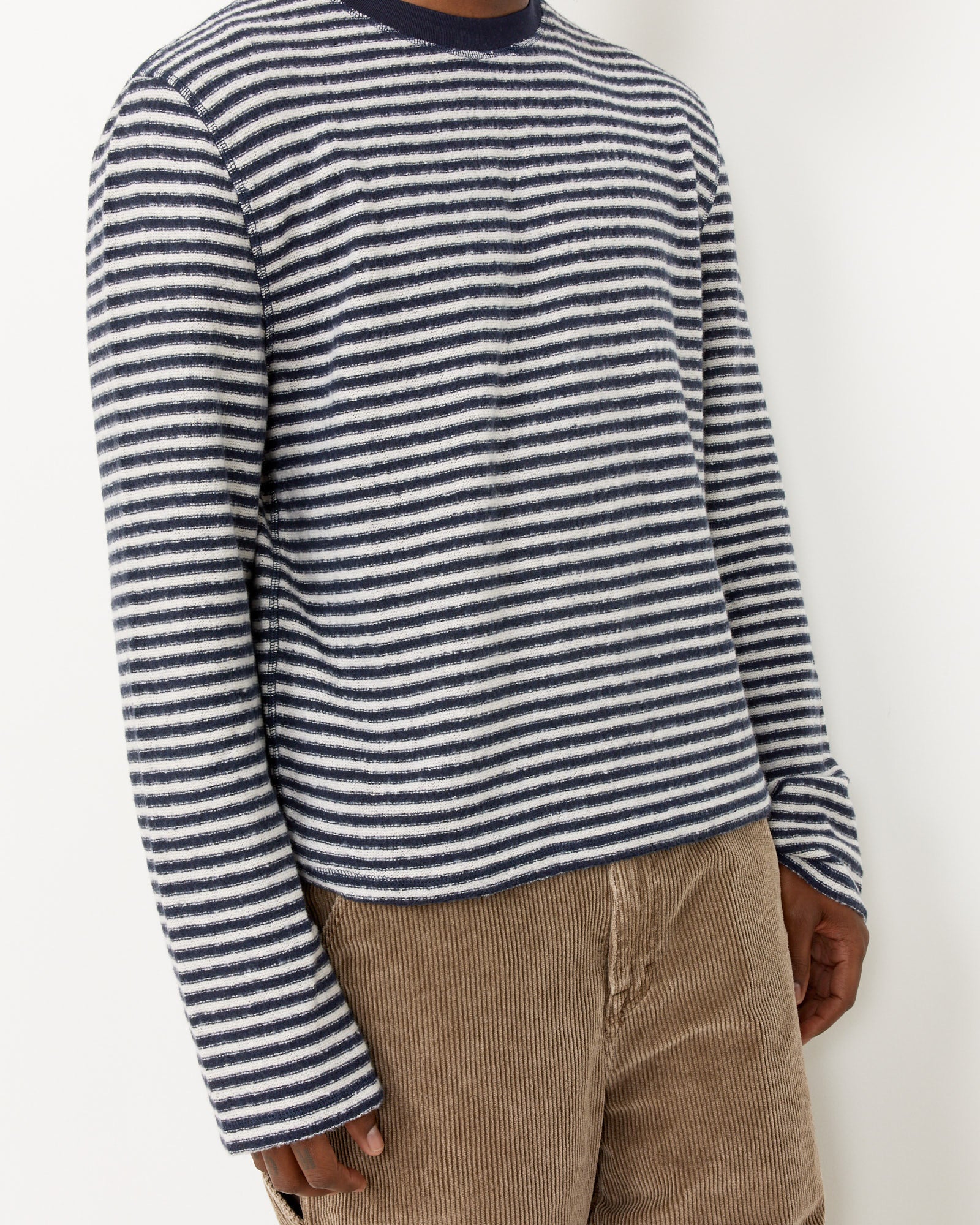 Artist Round Neck Knit in Malaga Stripe Brushed Cotton