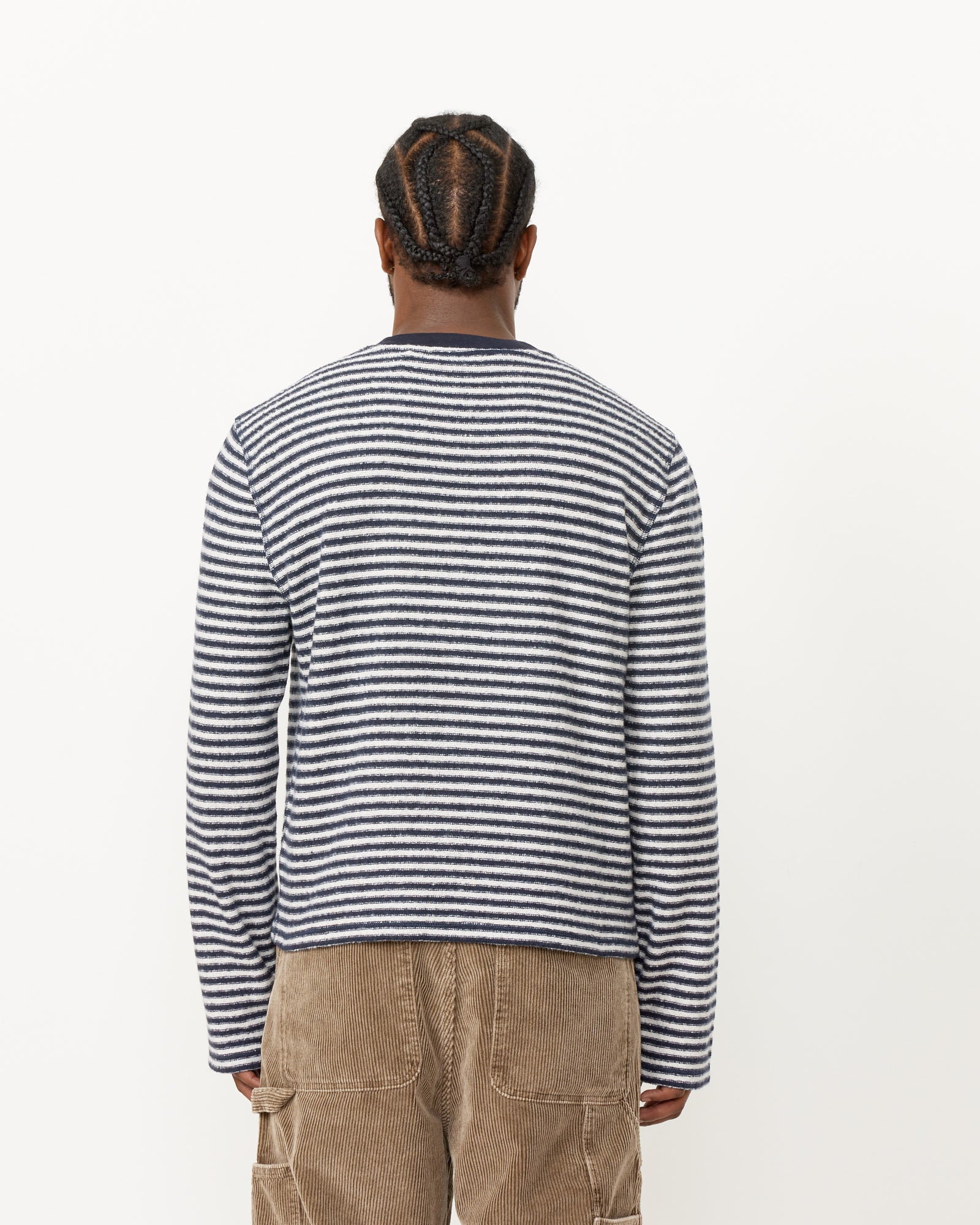 Artist Round Neck Knit in Malaga Stripe Brushed Cotton