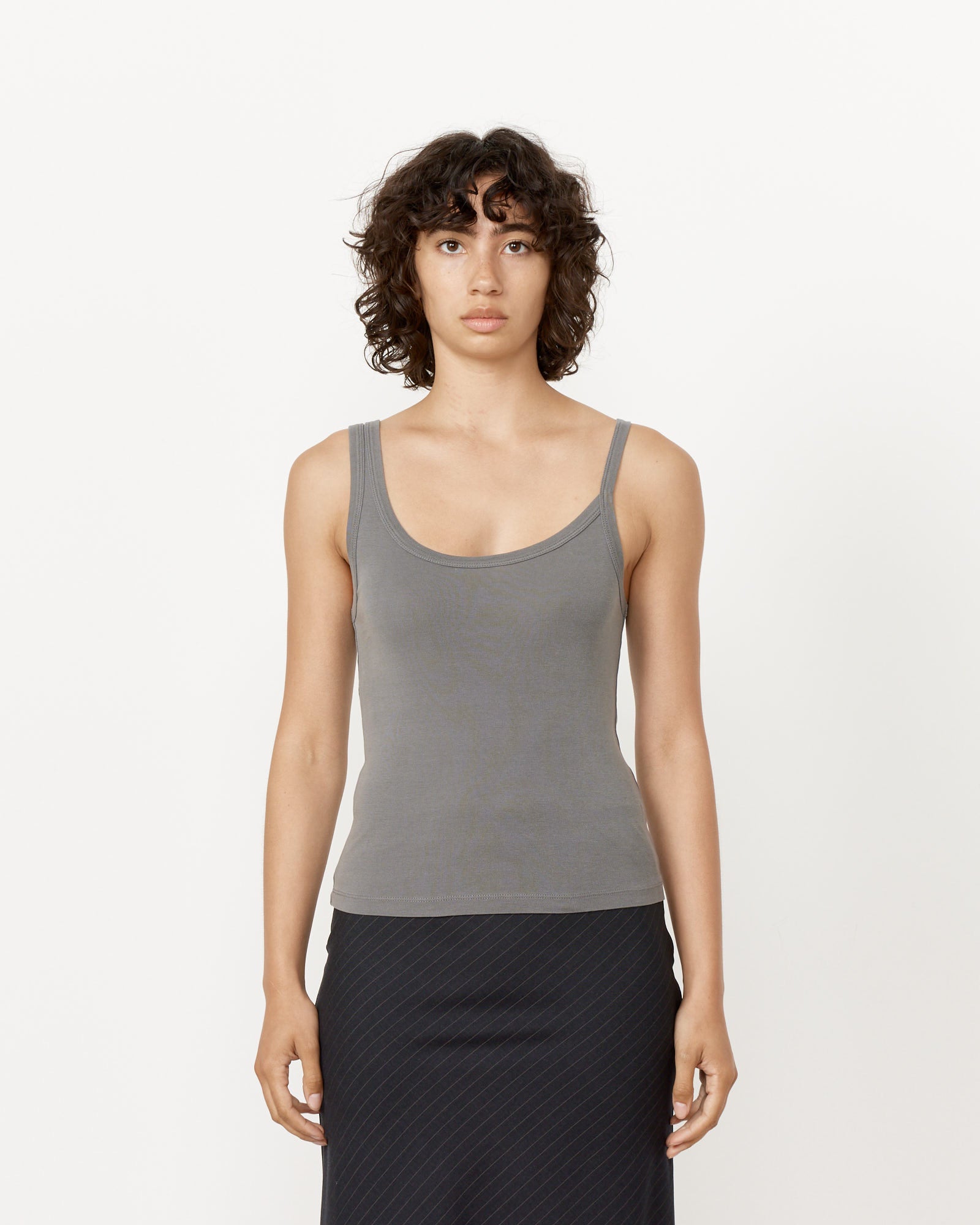 Asymmetrical Tank in Pewter Grey