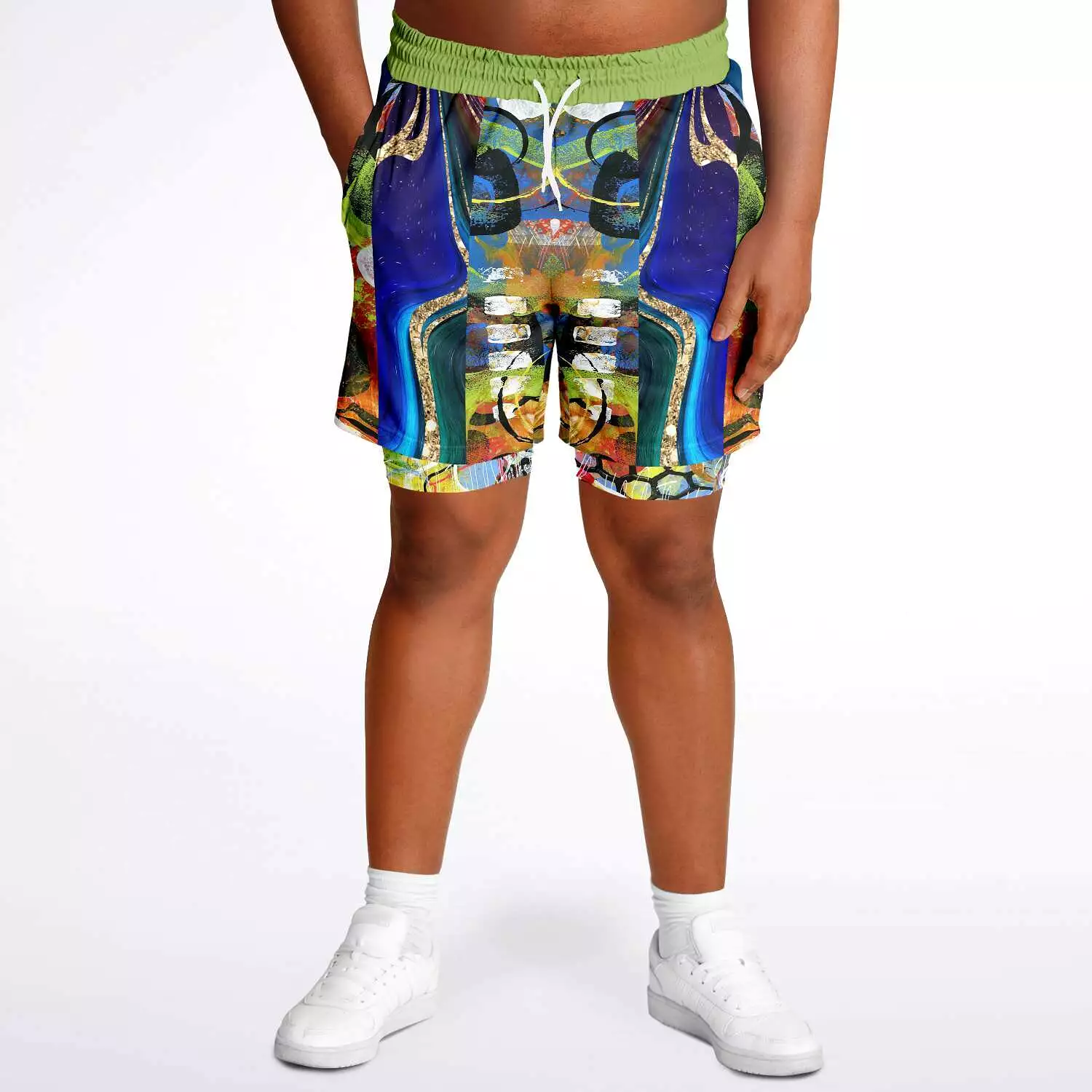 Barcelona Blue Marble Swirl Compression Activity Shorts