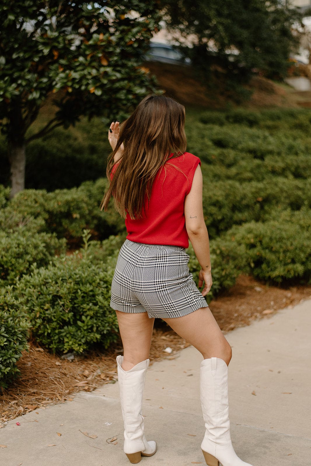 Black & White Plaid Mini Skort