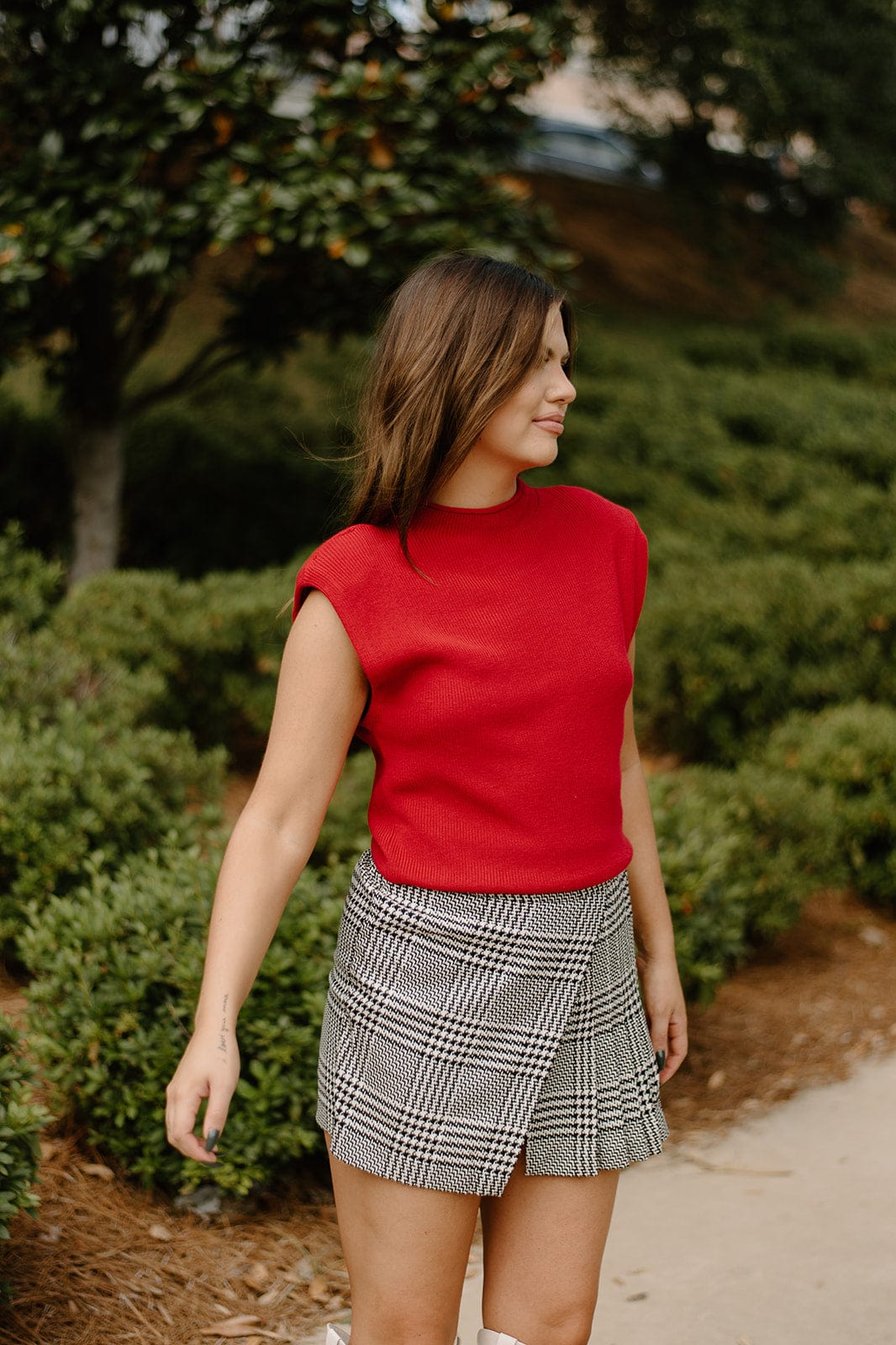 Black & White Plaid Mini Skort