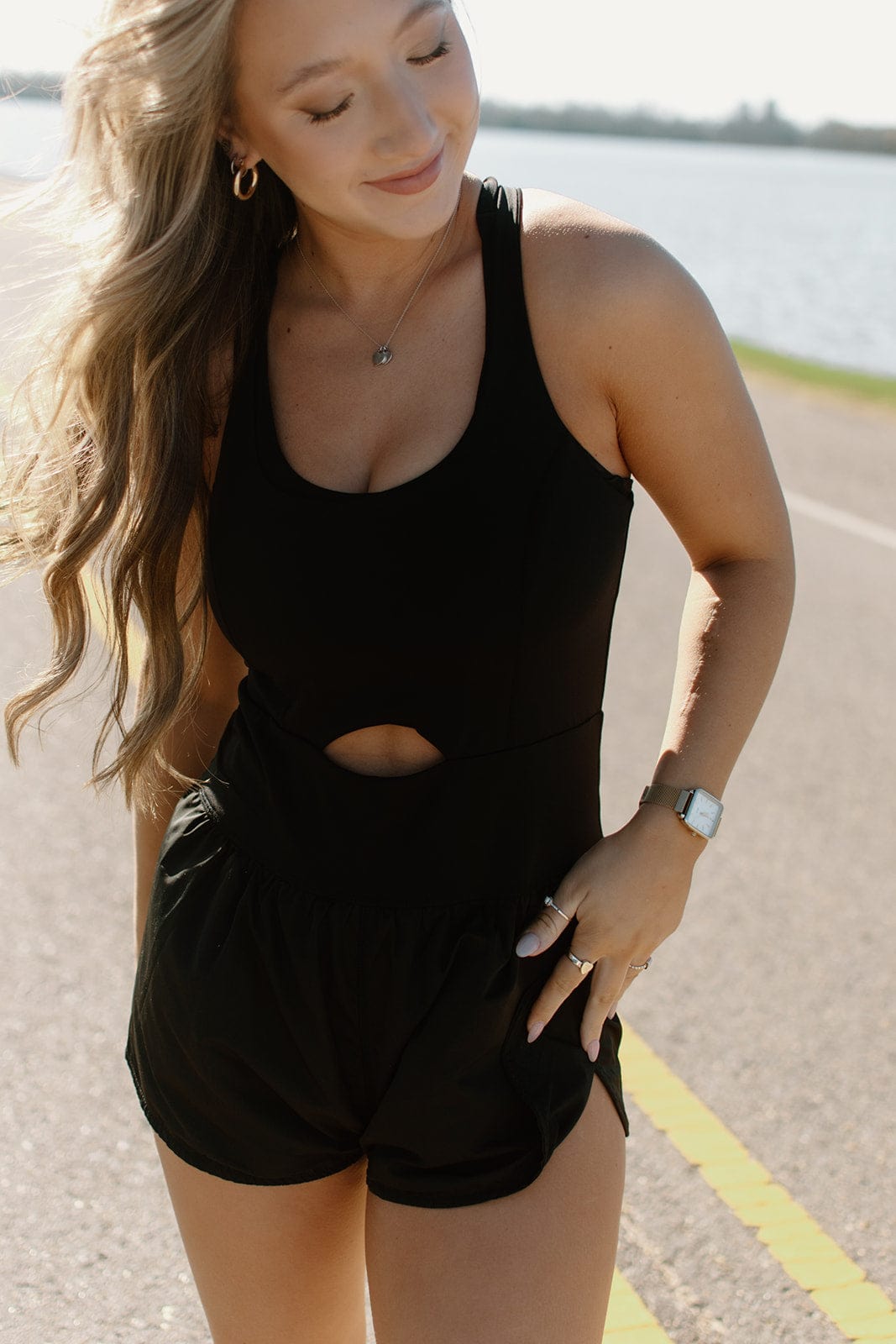 Black Sleeveless Athletic Romper