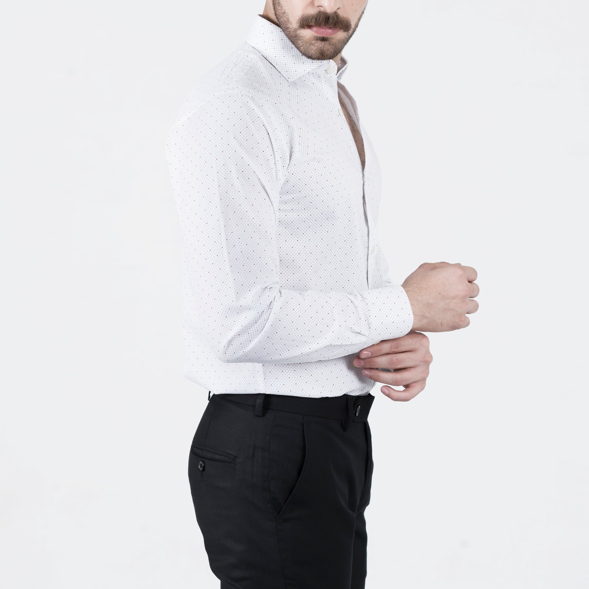 Black Spotted White Formal Shirt