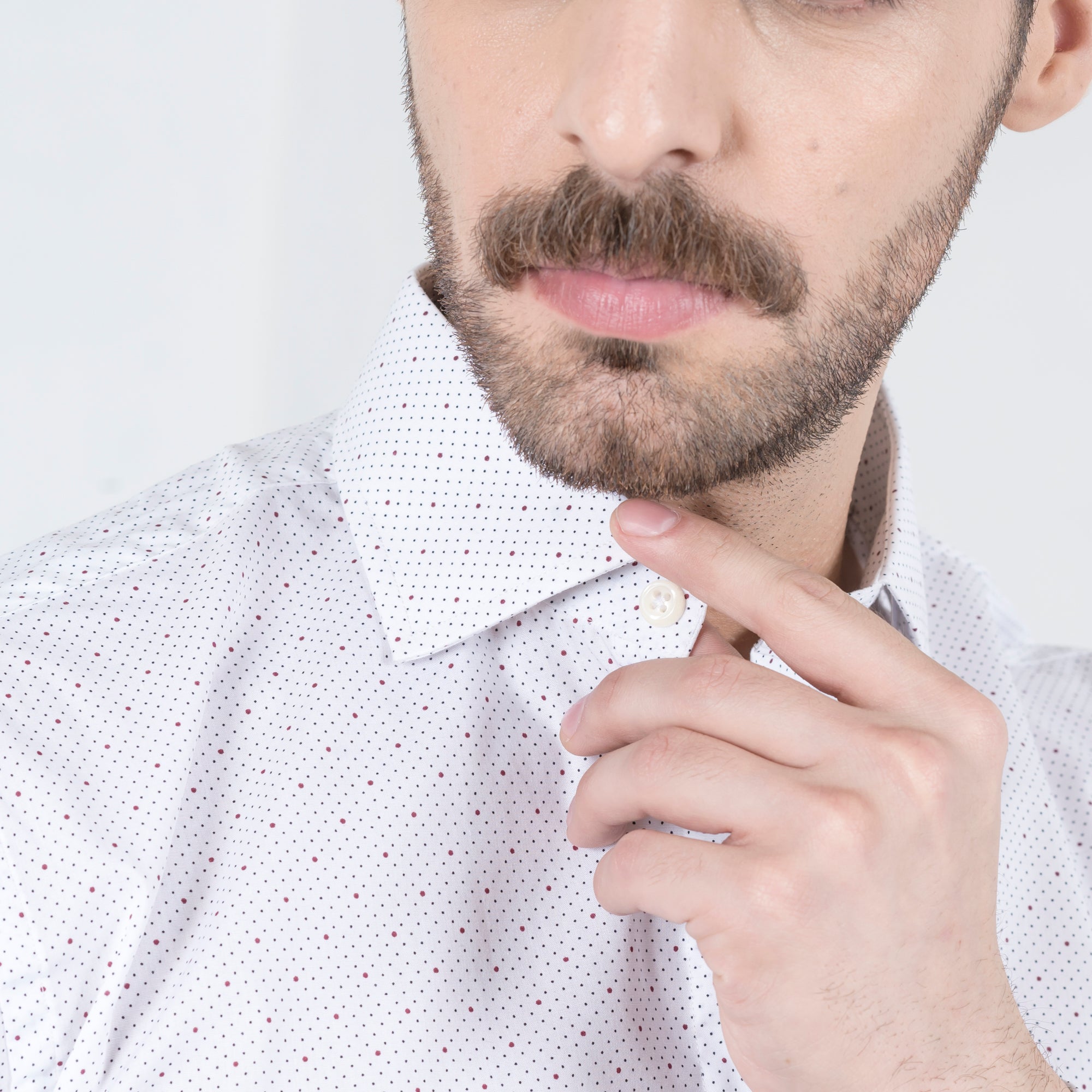 Black Spotted White Formal Shirt