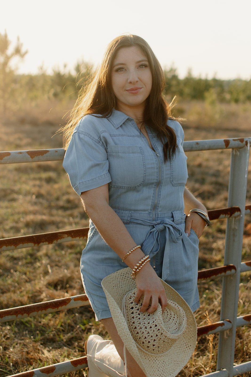 Blue Denim Tie Waist Romper