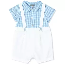 Blue Gingham Suspender Romper