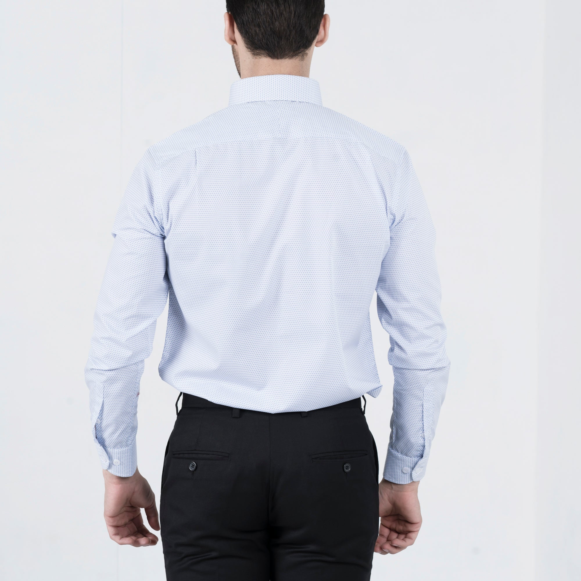 Blue-hollowed White Formal Shirt