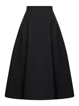 Bottega veneta women`s black compact wool skirt