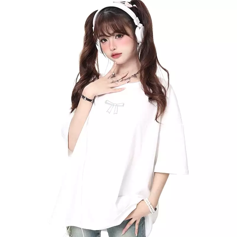 Bow Lace Ribbon Tshirt Matching Bestie Top - Lovesickdoe