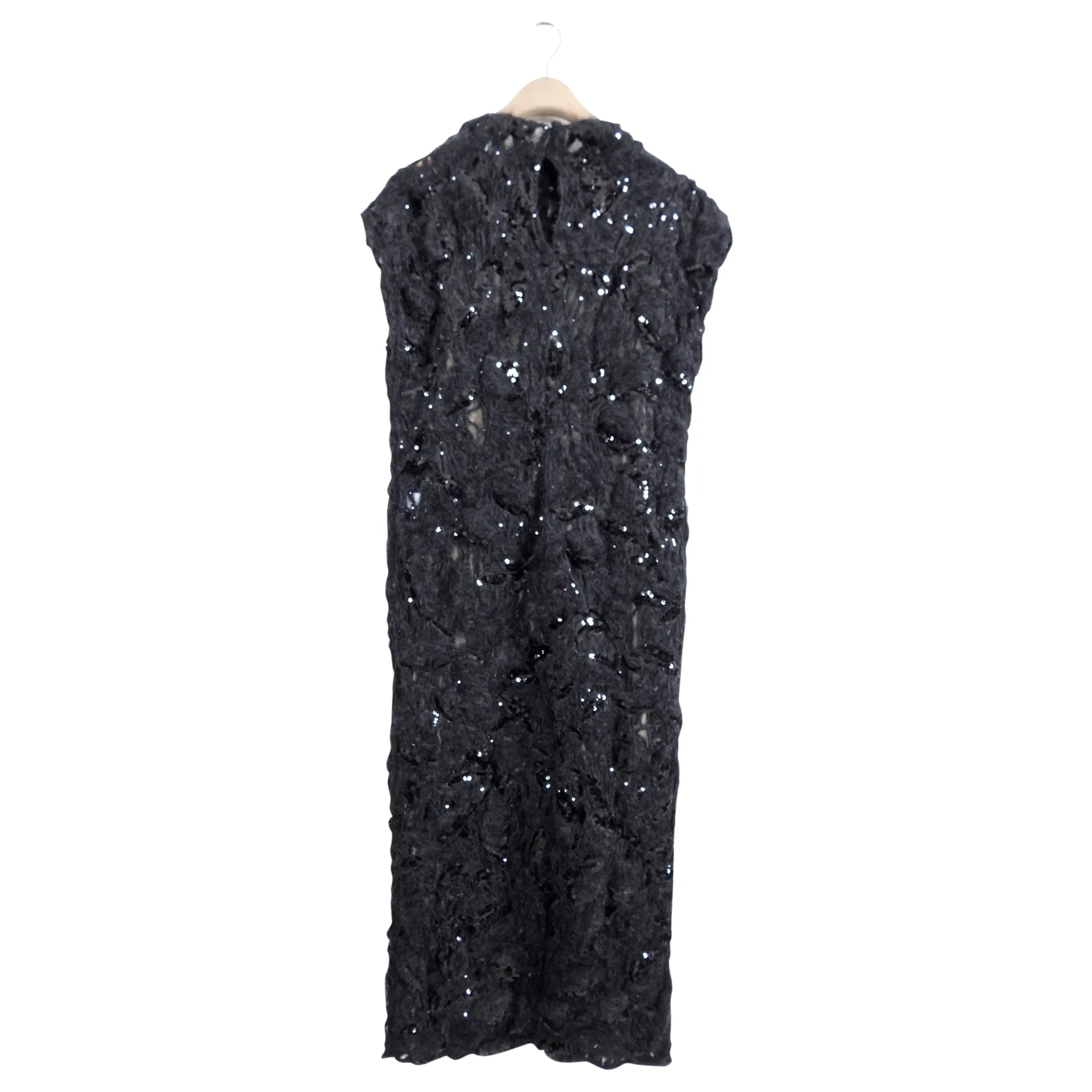 Brunello Cucinelli Black Mohair Sequin Knit Long Dress with Silk Slip - S (6)