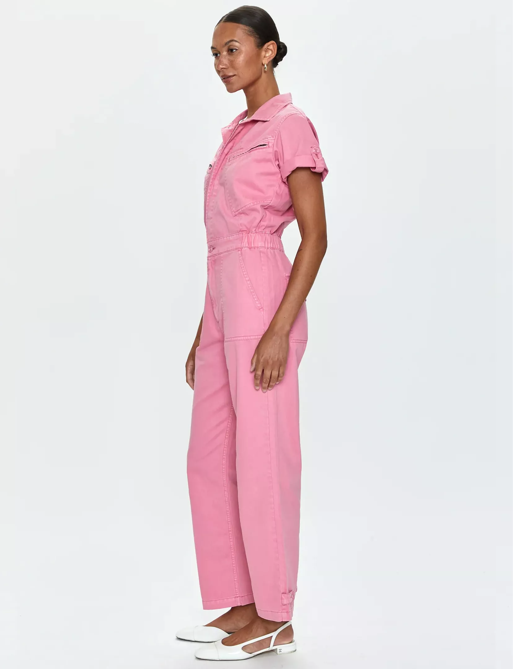 Campbell Aviator Jumpsuit, Peony Pink