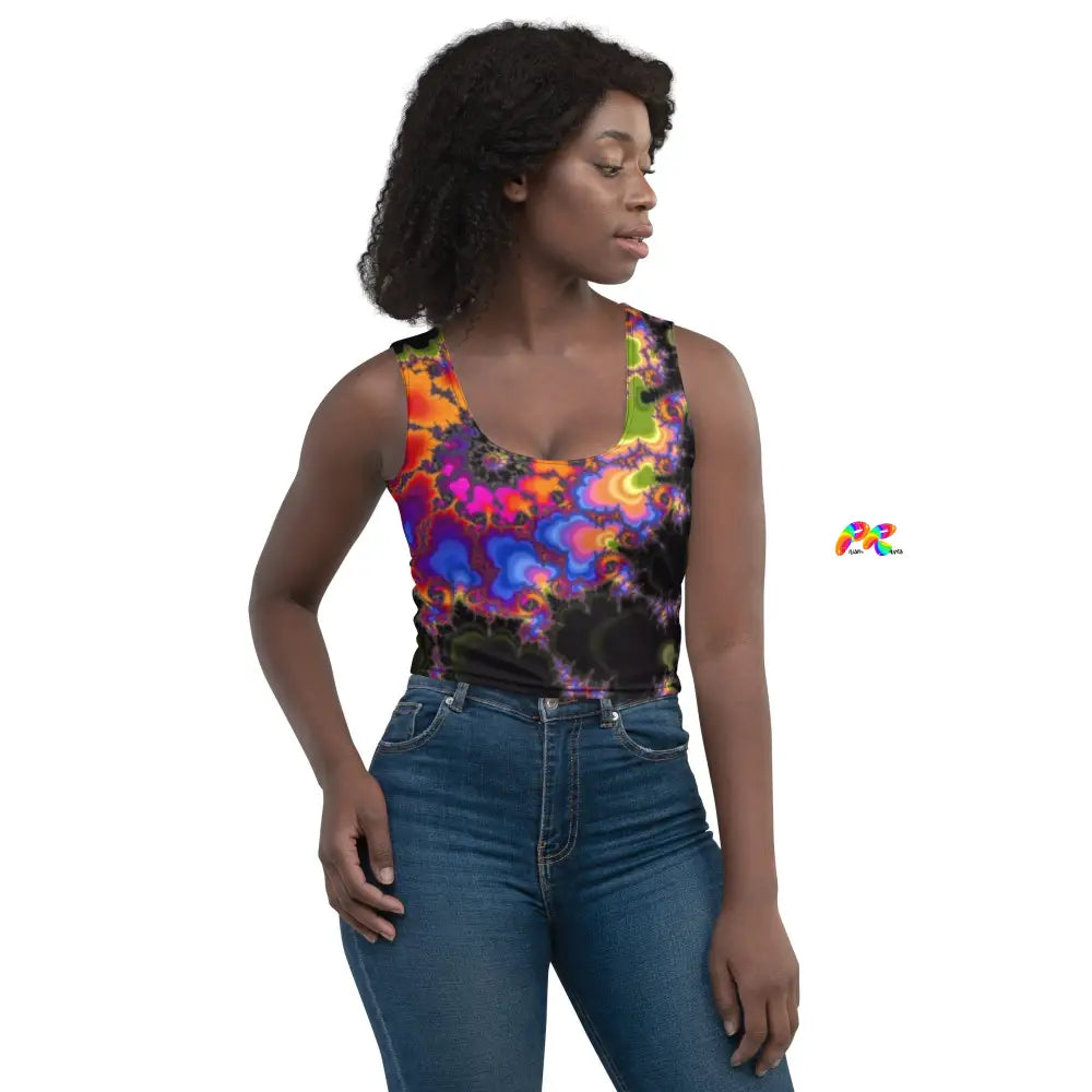 Colorful Fractal Sleeveless Crop Top