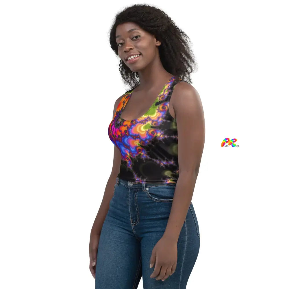 Colorful Fractal Sleeveless Crop Top