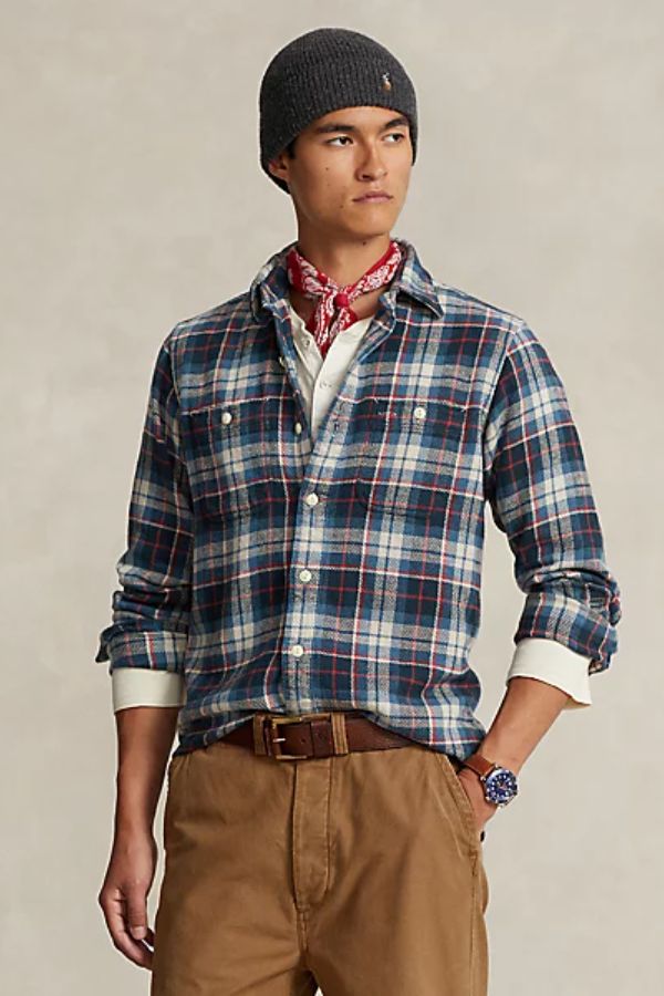 Custom Fit Plaid Flannel Workshirt