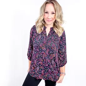 Dear Scarlett Black Paisley Lizzy Top