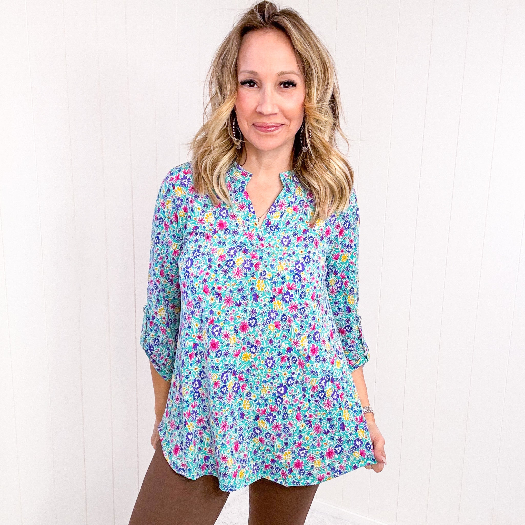 Dear Scarlett Emerald Floral Lizzy Top