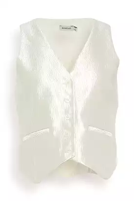 Deb Textured Satin Vest in Cream