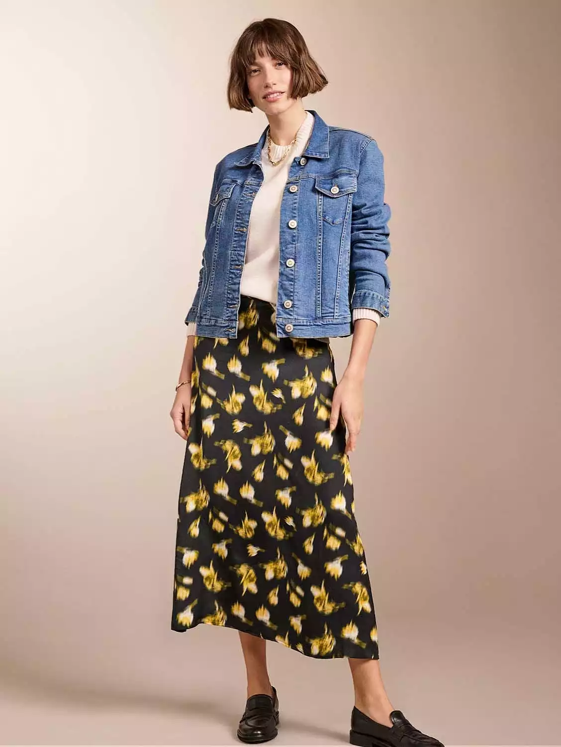 Doris LENZING ECOVERO Recycled Skirt | Black Blurred Floral