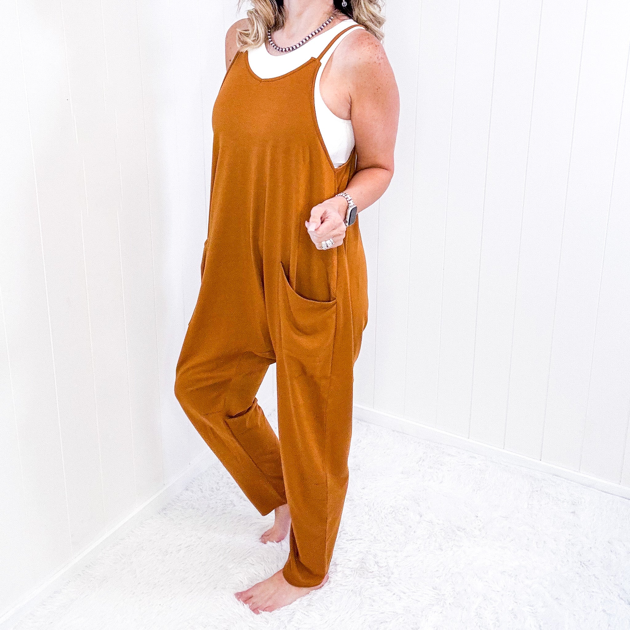 Double Take Full Size Sleeveless V-Neck Pocketed Jumpsuit