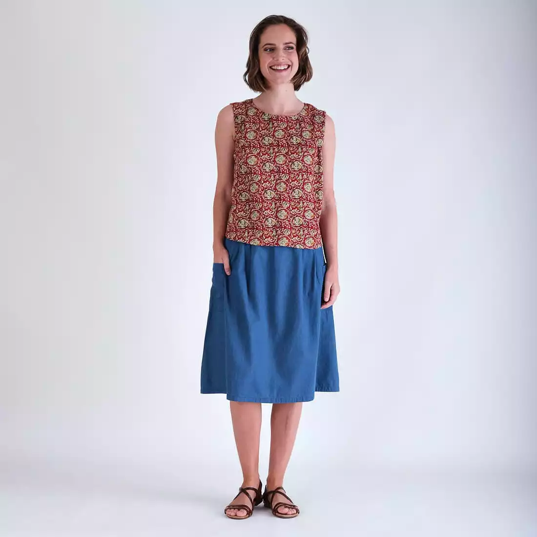 Eve Cotton Knee Length Skirt | Denim