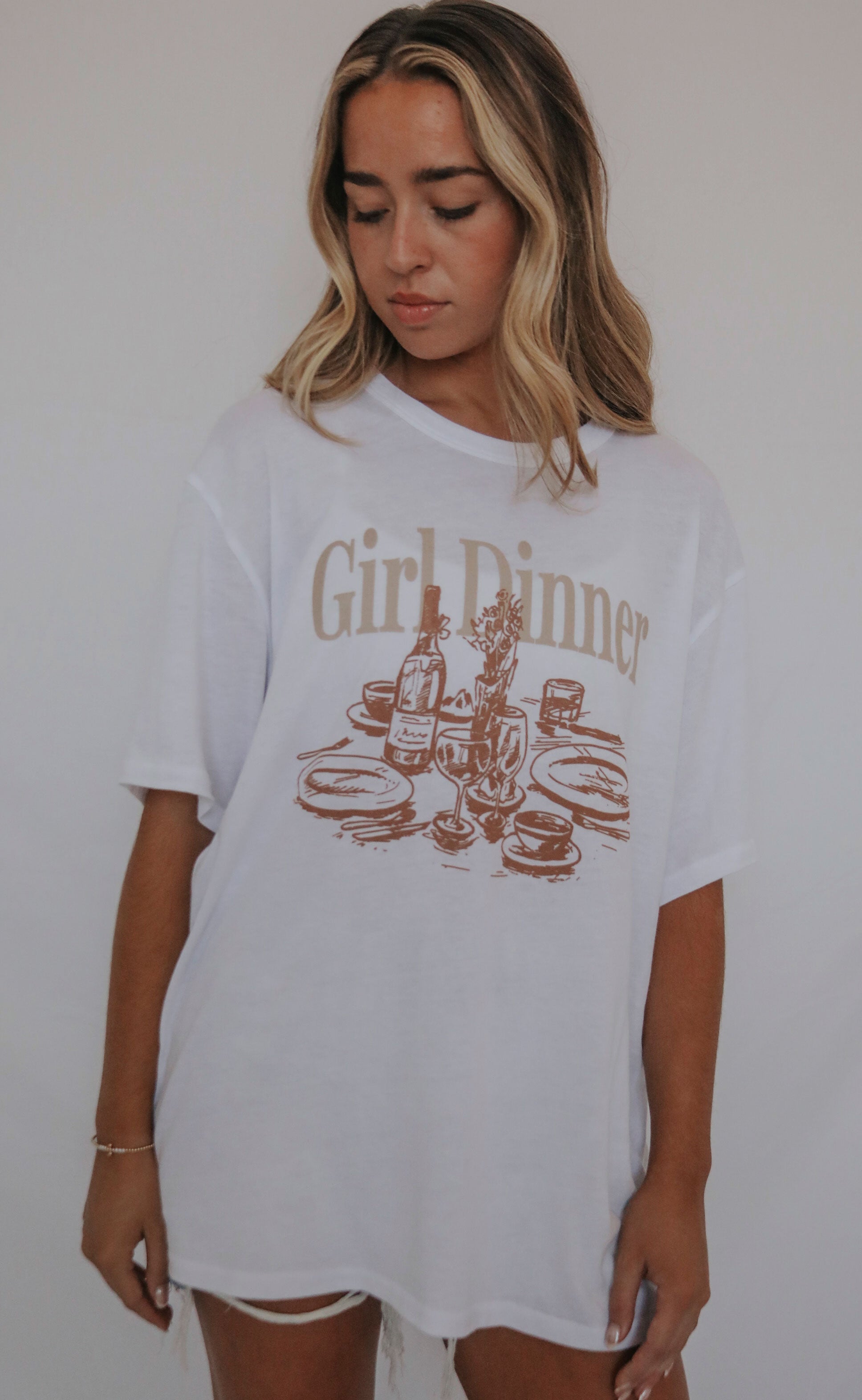 friday + saturday: girl dinner t shirt