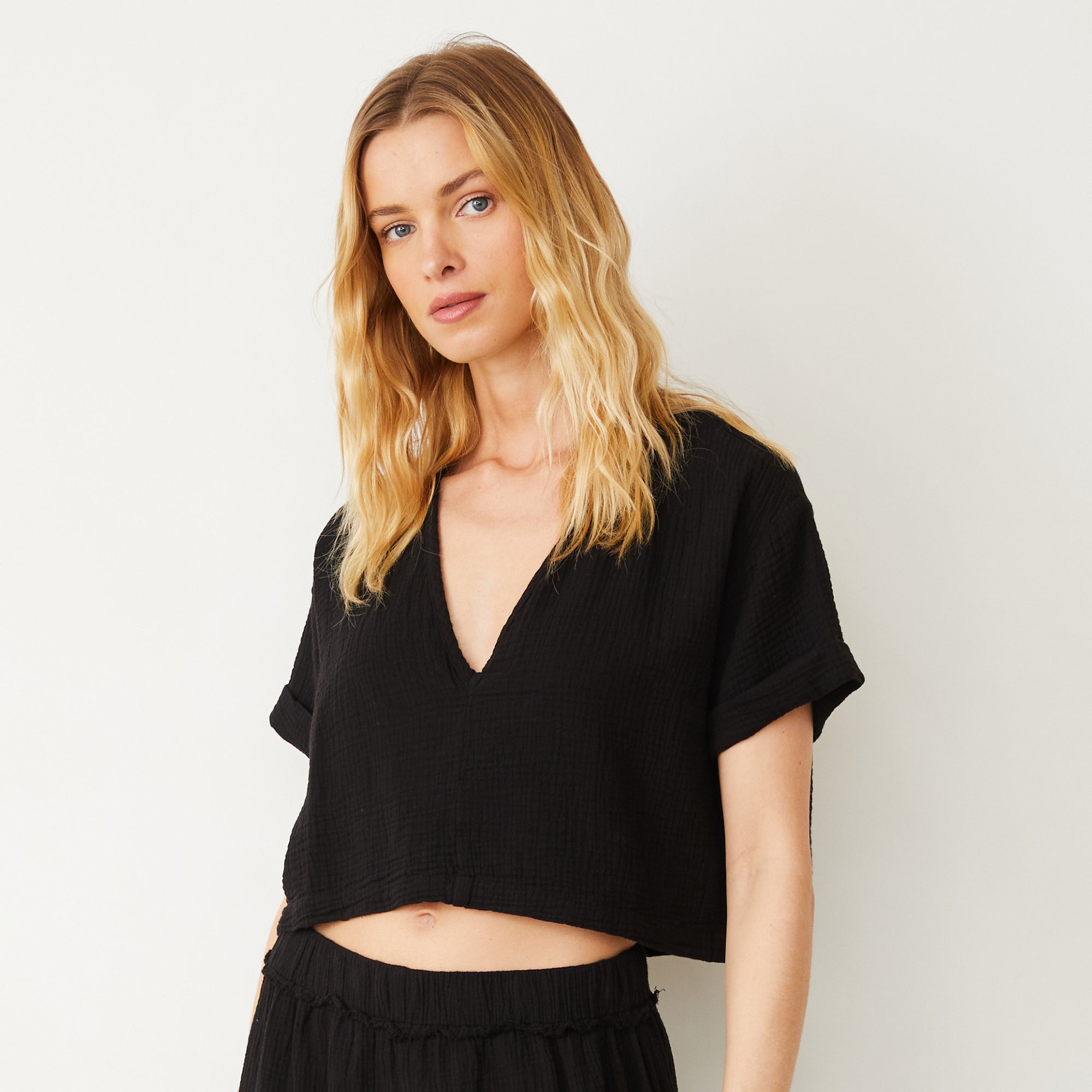 Gauze V Neck Mini Top