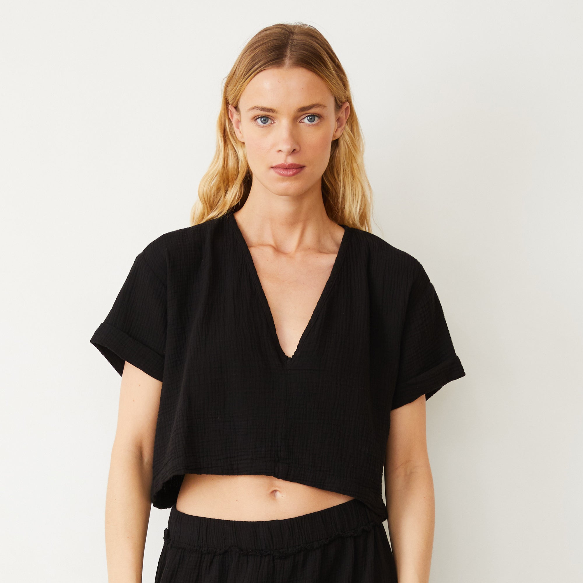 Gauze V Neck Mini Top