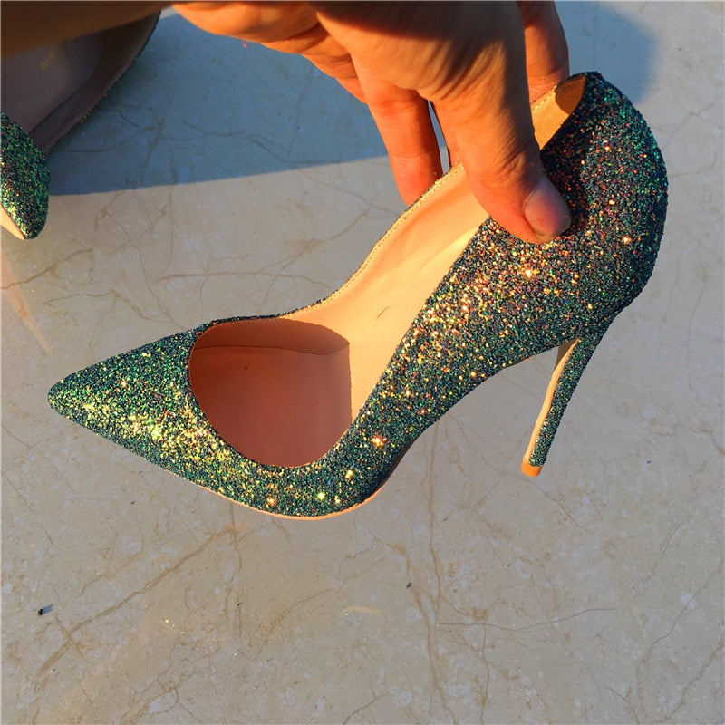 Green high heels Pumps Shoes