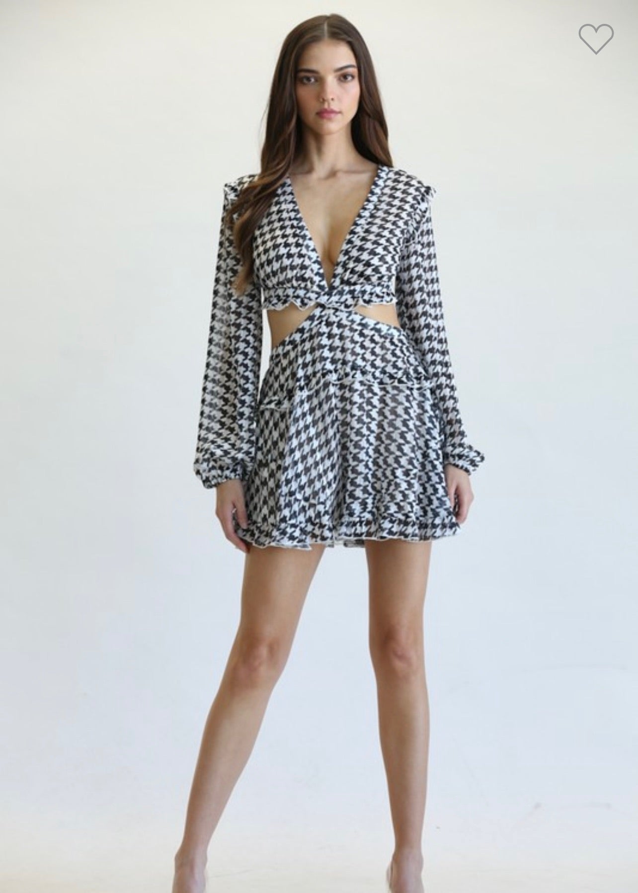 Houndstooth Cut Out Romper