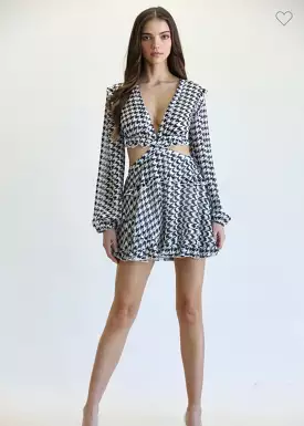 Houndstooth Cut Out Romper