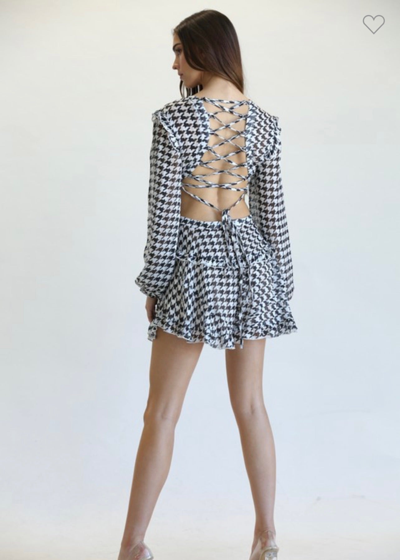 Houndstooth Cut Out Romper