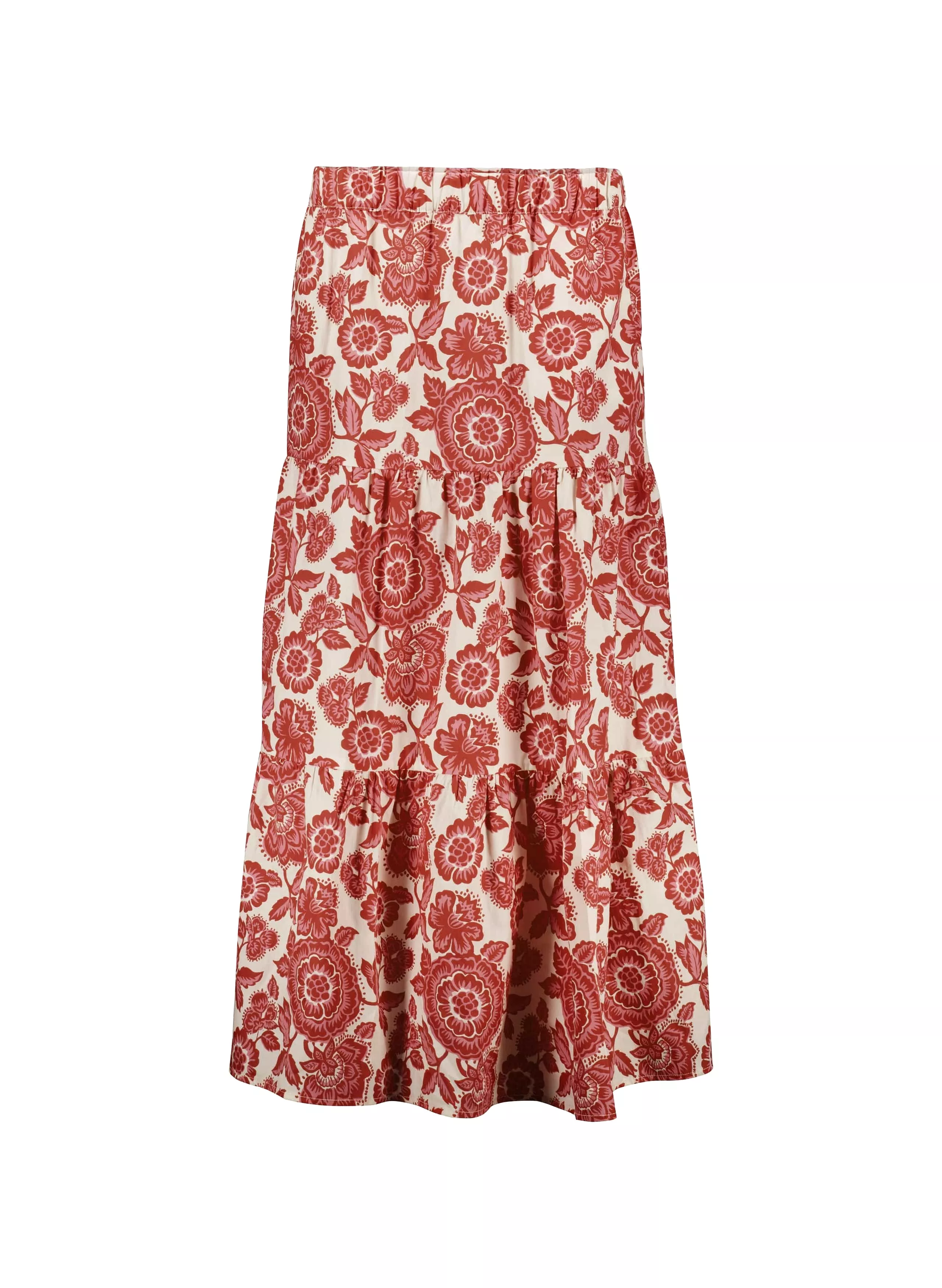 Isaaca Florence Print Organic Cotton Maxi Skirt | Strawberry