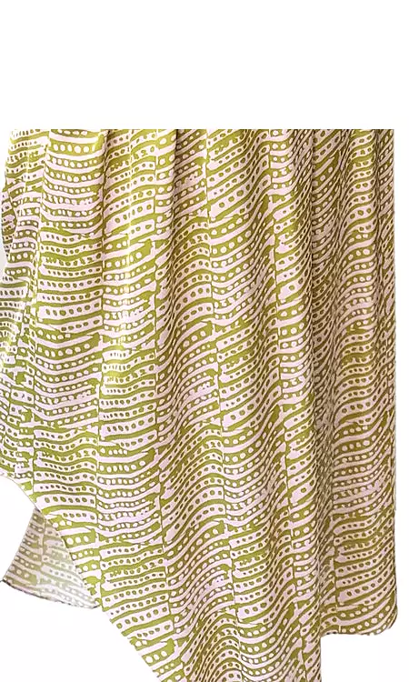 LILY SKIRT SILK CHARTREUSE AND PINK | DOTTY PRINT