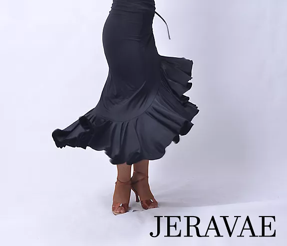 Long Sexy Asymmetrical Practice Skirt with Adjustable Ruched Tie and High Slit on One Side Sizes S-3XL in Black or Red PRA 895 i