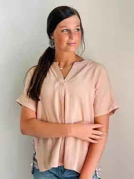 Loni Linen Contrast Back Blouse