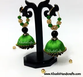 Lush Green Silk Dangler Party Wear Jhumkas