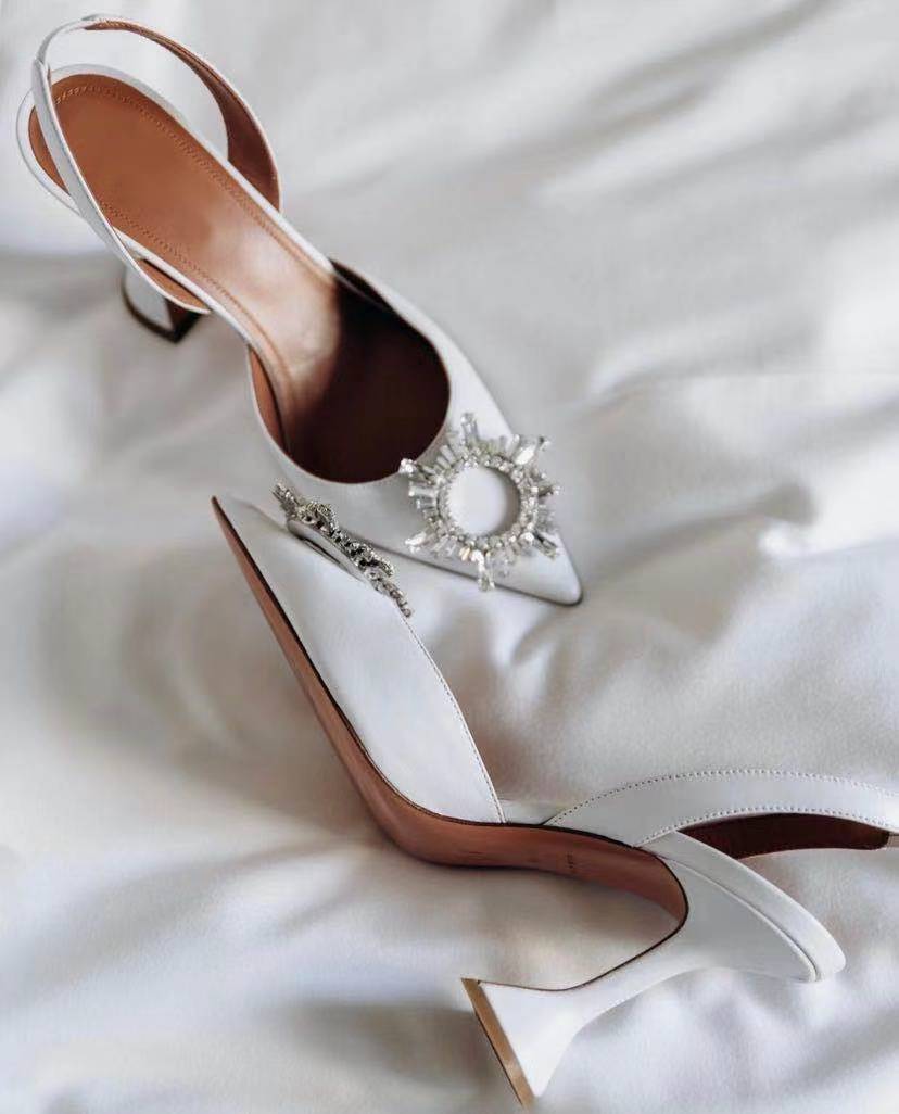 Luxury Crystal Slingback High heels Summer Wedding Shoes