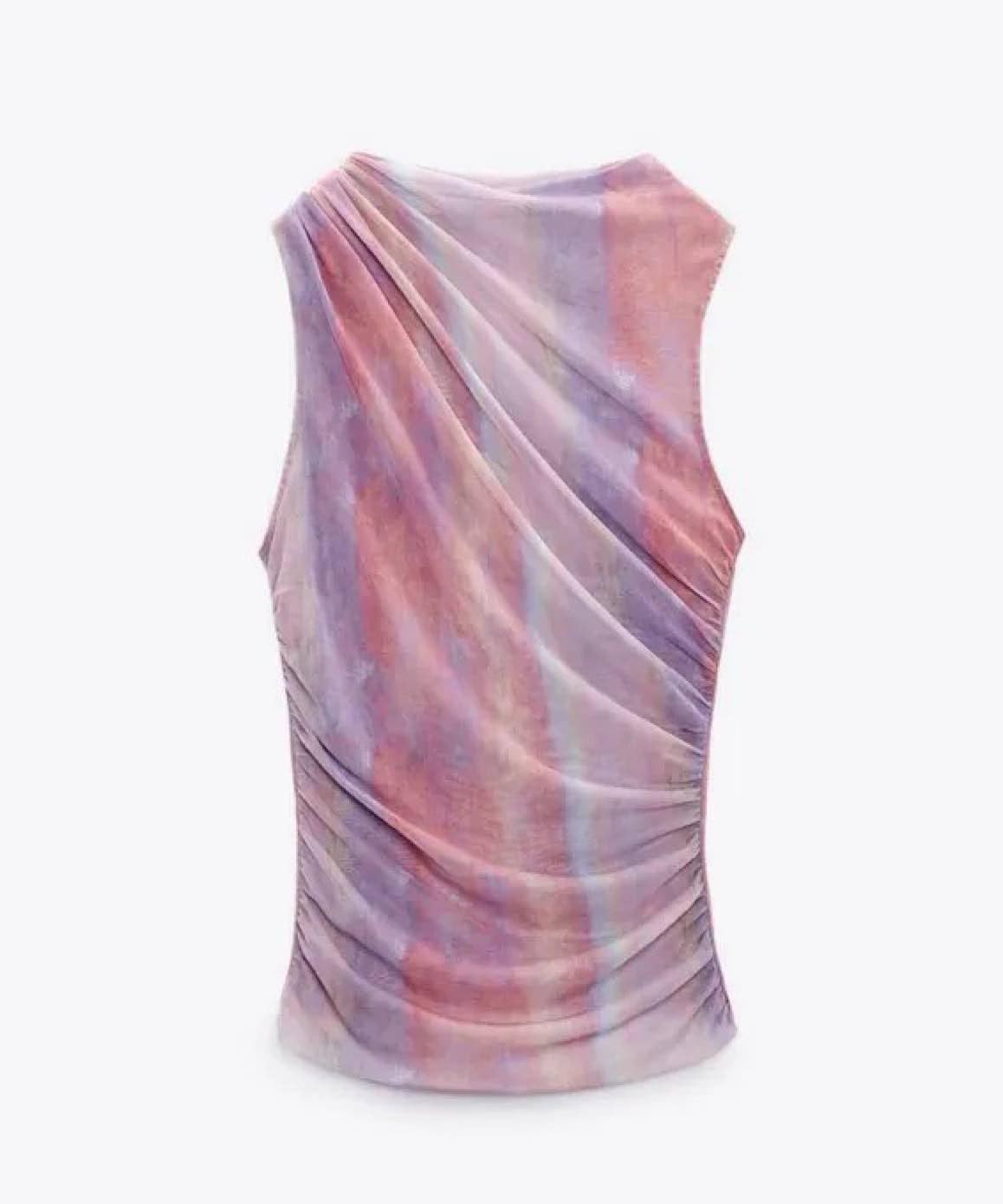 Mesh Ombré Sleeveless Top In Pink