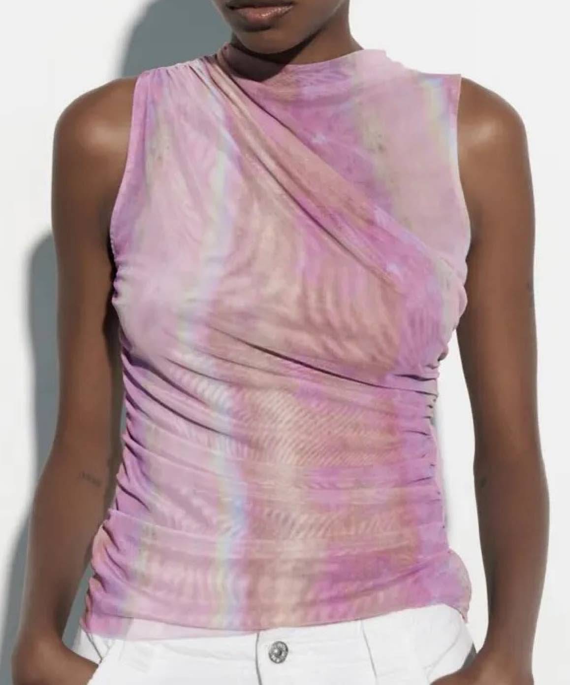 Mesh Ombré Sleeveless Top In Pink