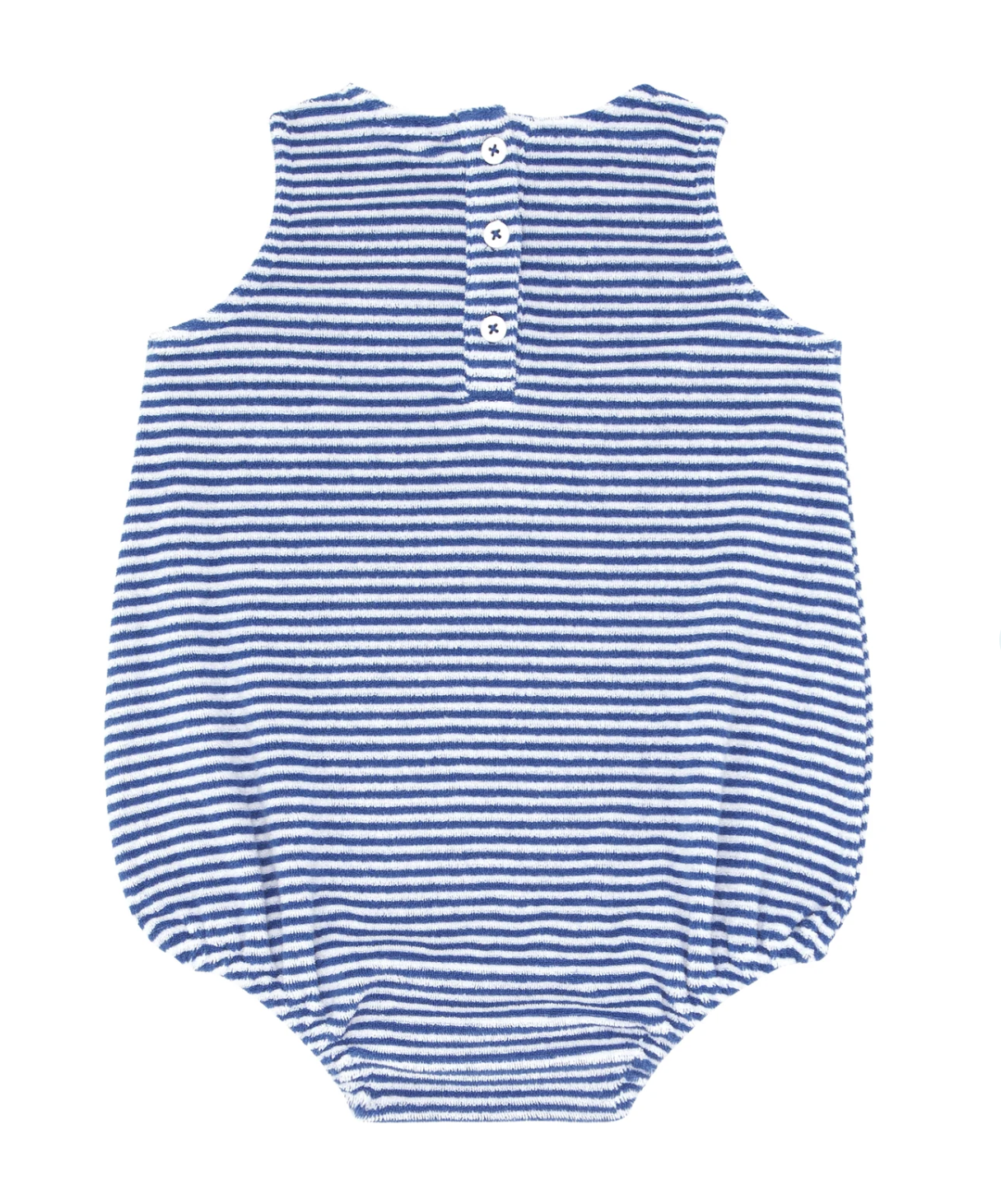 Minnow - Baby Cove Blue Stripe French Terry Bubble Romper