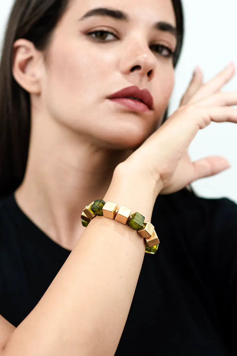 MYA ACCESSORIES | Bracciale elastico dadi verdi