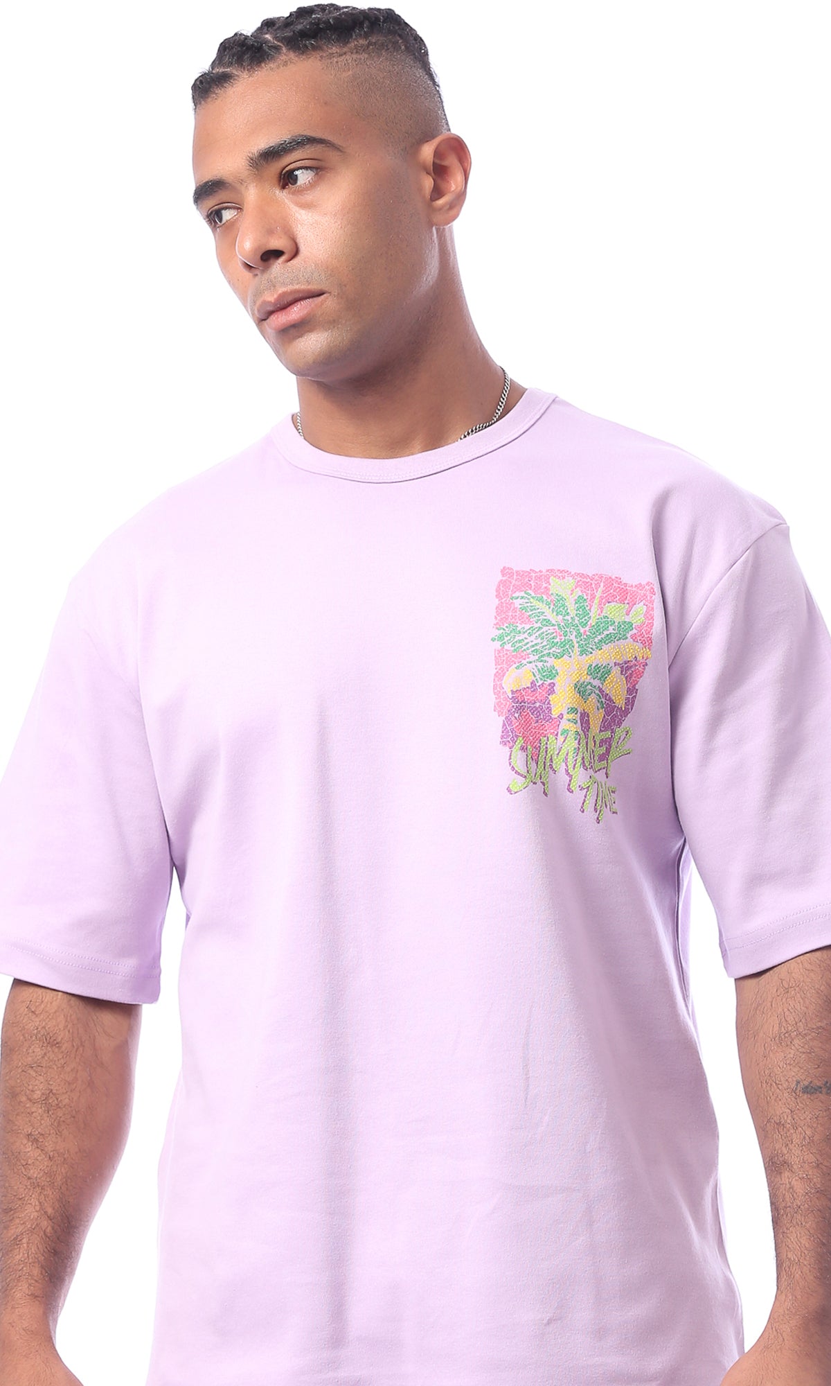 O163650 Summer Time Printed Light Purple Tee