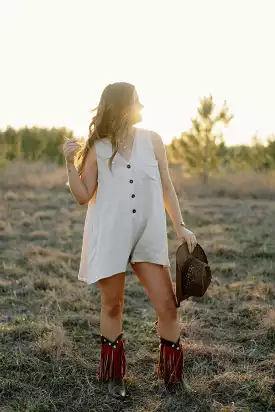 Oatmeal Linen Button Up Romper