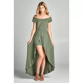 Off Shoulder Solid Jersey Romper Maxi