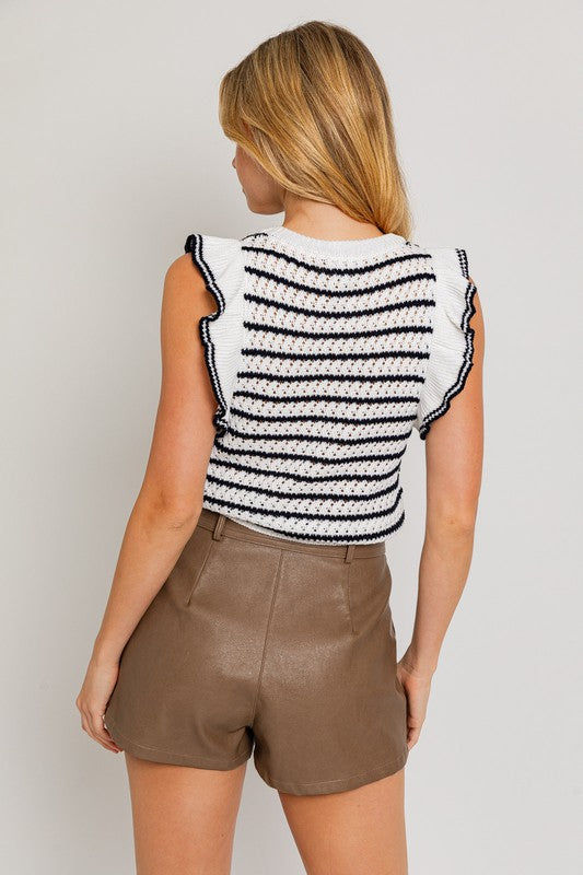 Oh So Classic Ruffle Stripe Knit Top