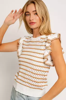 Oh So Classic Ruffle Stripe Knit Top