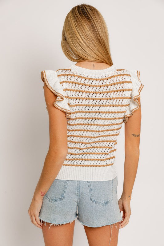 Oh So Classic Ruffle Stripe Knit Top